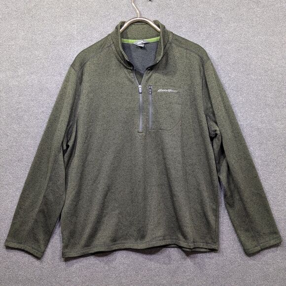 Eddie Bauer Pullover Mens 2XL Knit Sweatshirt 1/4 Zip Mock Neck Forest Green - Picture 1 of 10